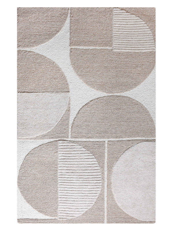 ALDINE RUG - IVORY/BEIGE - HAND WOVEN/OVER TUFTED - WOOL/VISCOSE