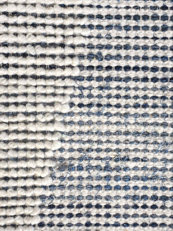 BANKSIA RUG - IVORY/BLUE - HAND WOVEN - COTTON DENIM/WOOL