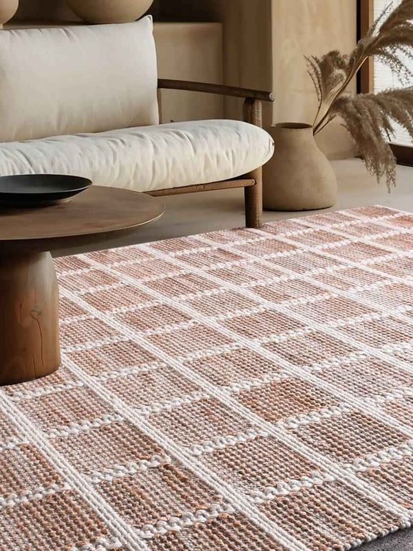 BAUGUR - NATURAL/IVORY - HAND WOVEN - WOOL + JUTE