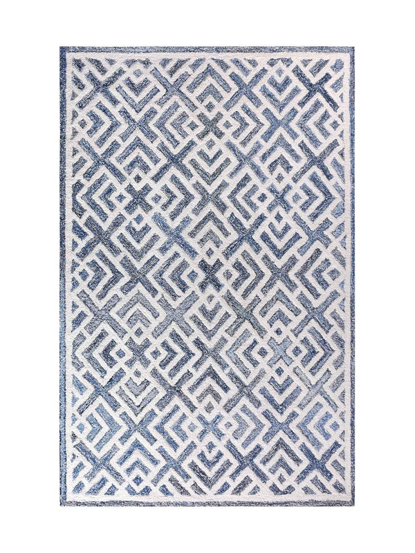 BOESMAN-III RUG - BLUE/IVORY - HAND TUFTED - COTTON DENIM/WOOL