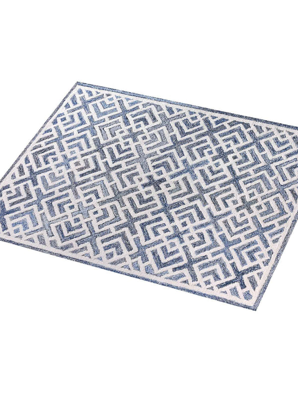 BOESMAN-III RUG - BLUE/IVORY - HAND TUFTED - COTTON DENIM/WOOL