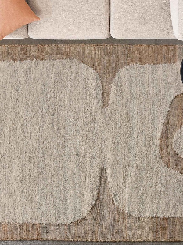 GROUSE RUG - NATURAL/ IVORY - JUTE/COTTON SALVAGE - HANDWOVEN