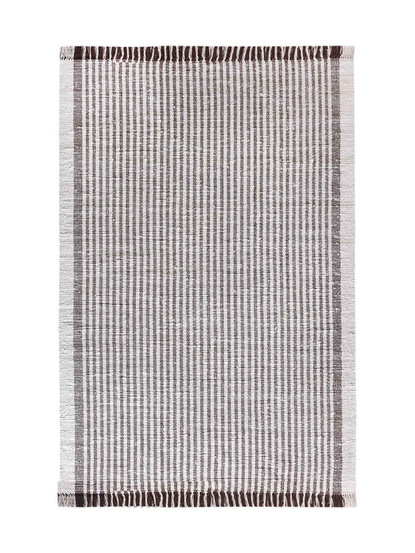 KAMEEL RUG - IVORY/BROWN - HAND WOVEN - COTTON DENIM