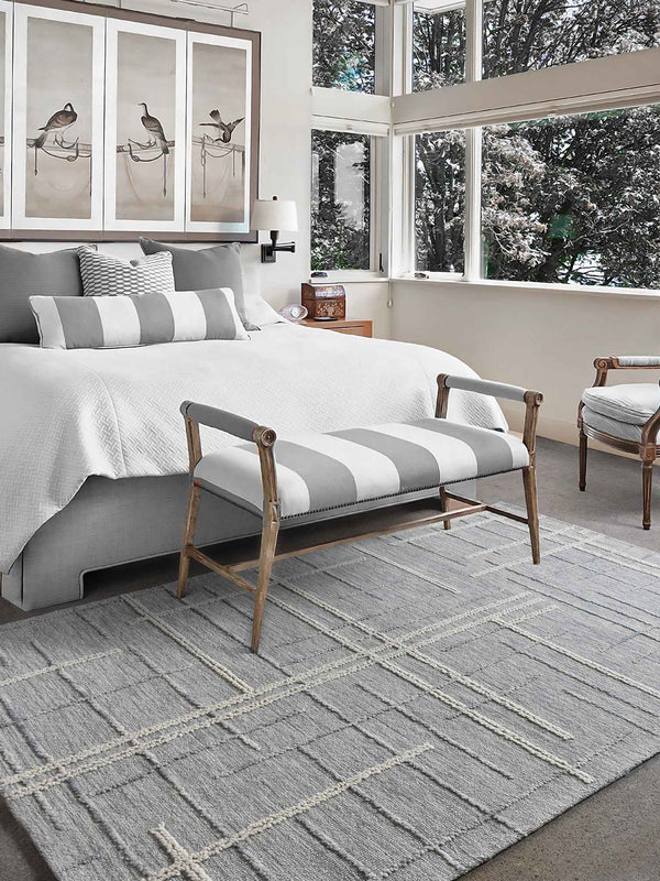 OMRA RUG - WOOL - BLUE/IVORY