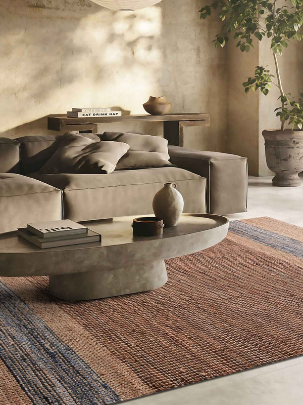 ROSEL RUG - JUTE/ LEATHER/ DENIM
