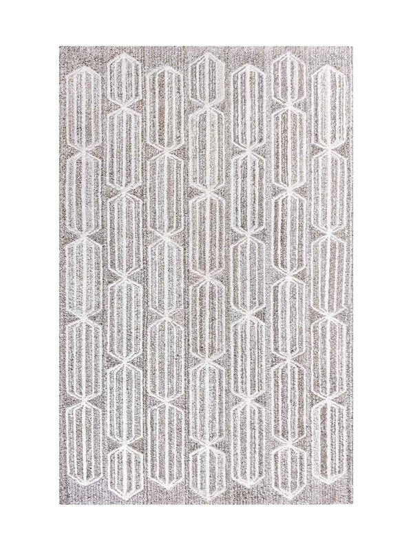 ROTAN RUG - BEIGE/WHITE - HAND TUFTED - COTTON DENIM/WOOL