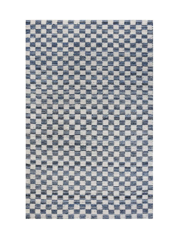 NICOLAVS RUG - IVORY/BLUE - HAND WOVEN - COTTON DENIM/WOOL