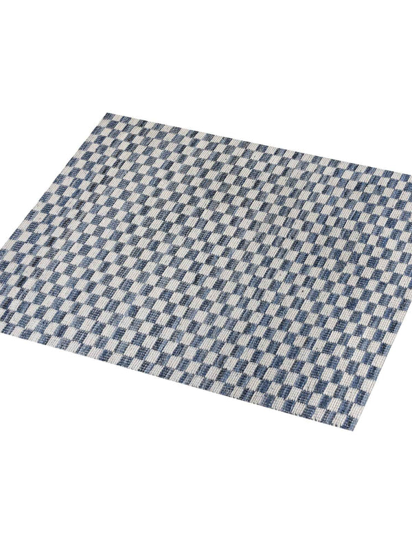 NICOLAVS RUG - IVORY/BLUE - HAND WOVEN - COTTON DENIM/WOOL