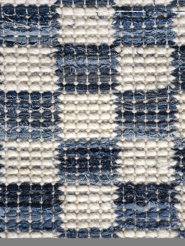 NICOLAVS RUG - IVORY/BLUE - HAND WOVEN - COTTON DENIM/WOOL