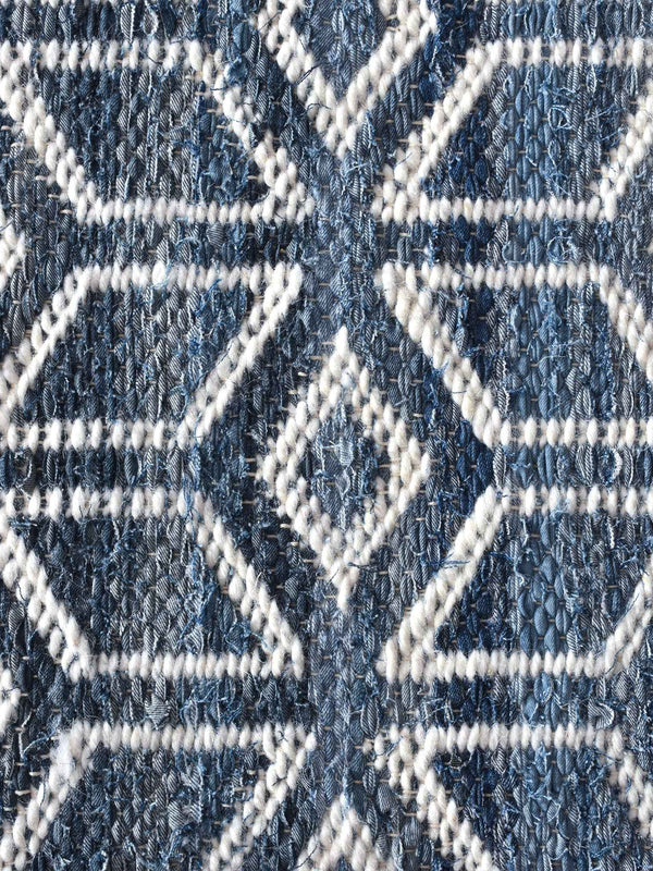 EIXAMPLE RUG - BLUE/IVORY - JACQUARD WOVEN - DENIM/WOOL
