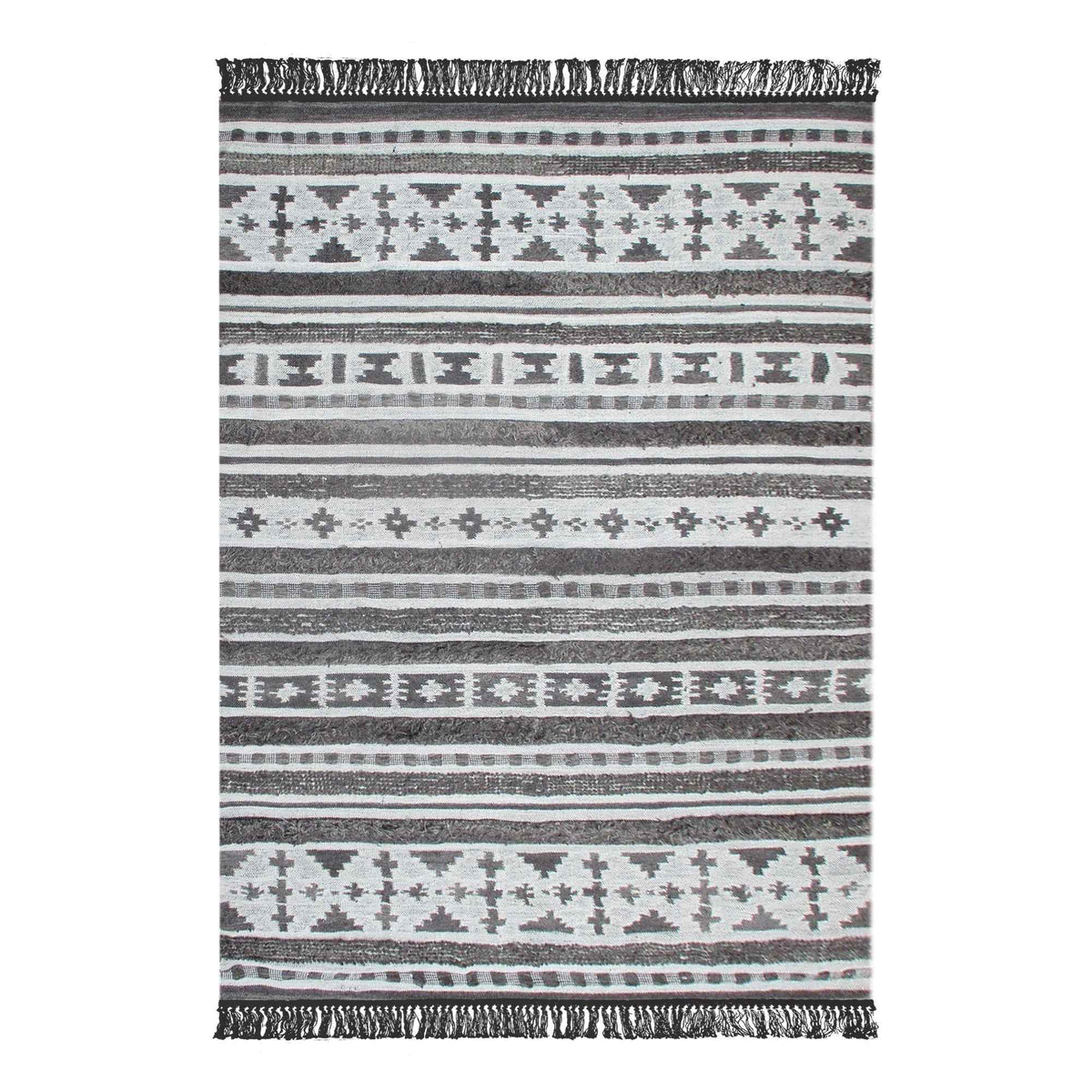 Monolith & Heart Martil Hand-Woven Wool Rug, Charcoal & Natural White