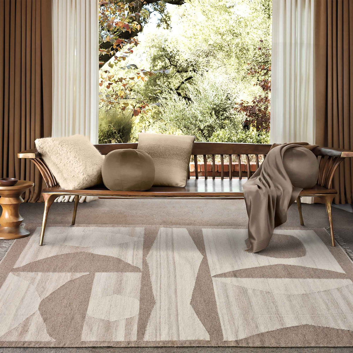 Monolith & Heart Desna Hand-Woven Wool Rug, Ivory & Beige