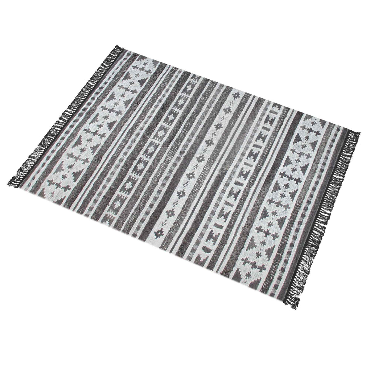 Monolith & Heart Martil Hand-Woven Wool Rug, Charcoal & Natural White
