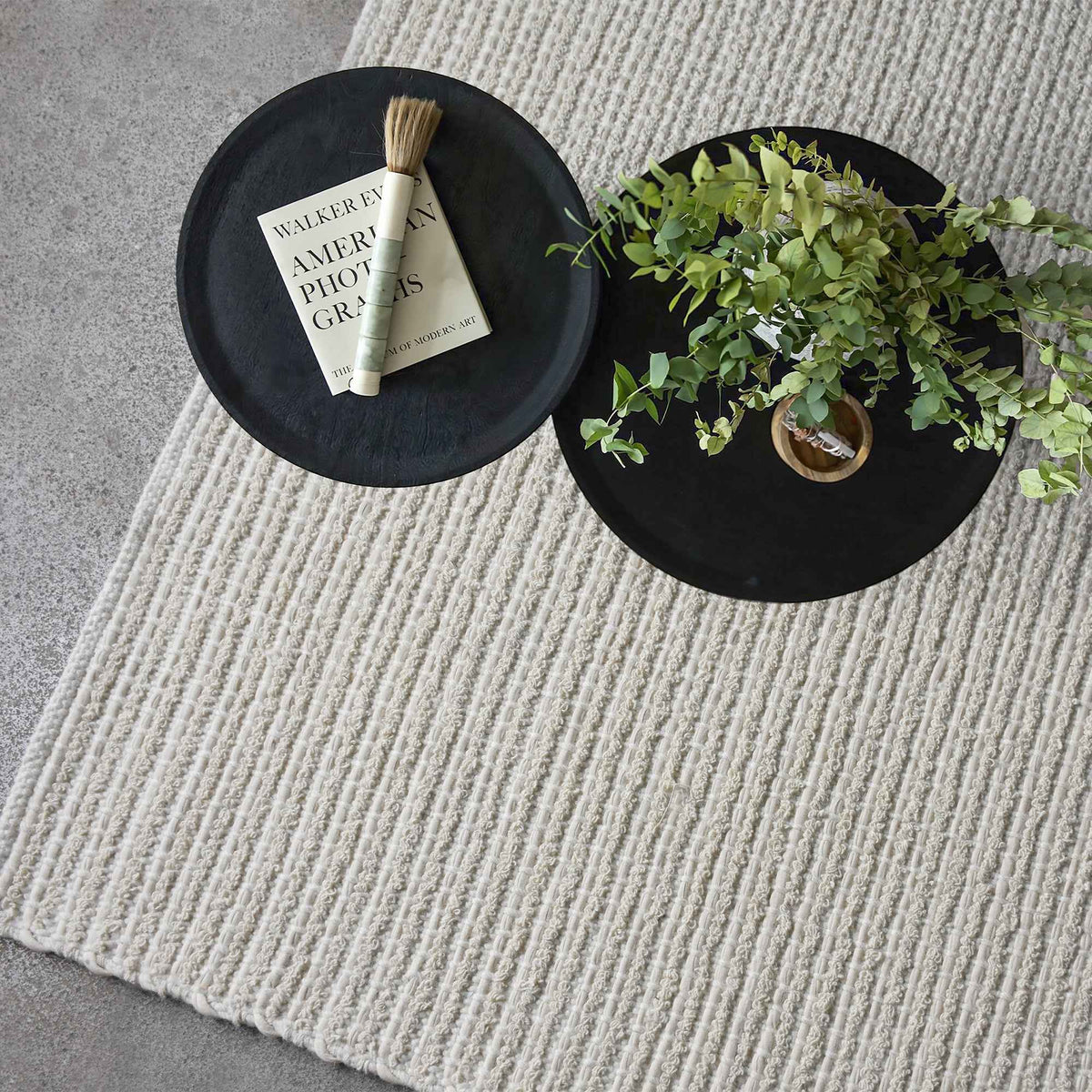 Monolith & Heart Adonis Hand-Woven Wool & Cotton Rug, Natural White