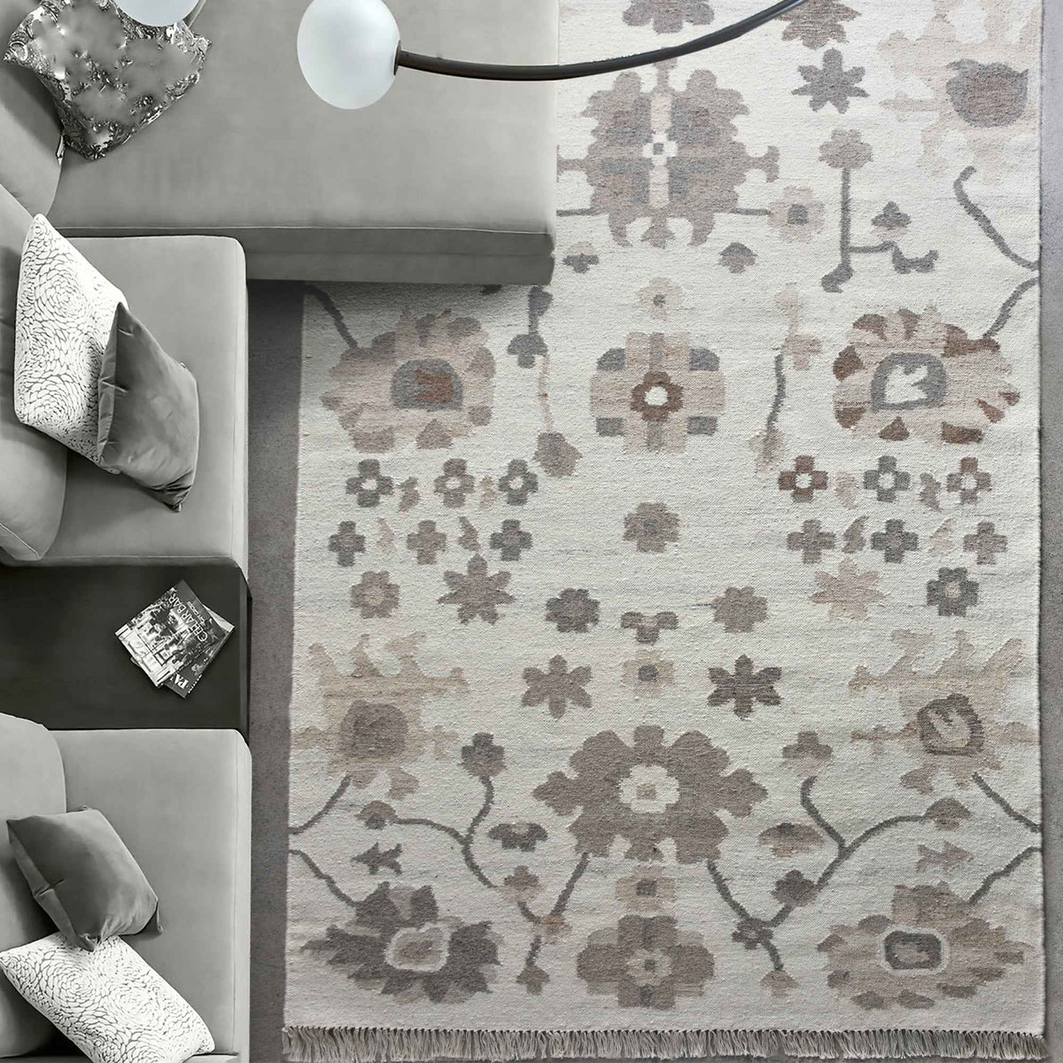 Monolith & Heart Aerie Punja Kelim Wool Rug, Natural