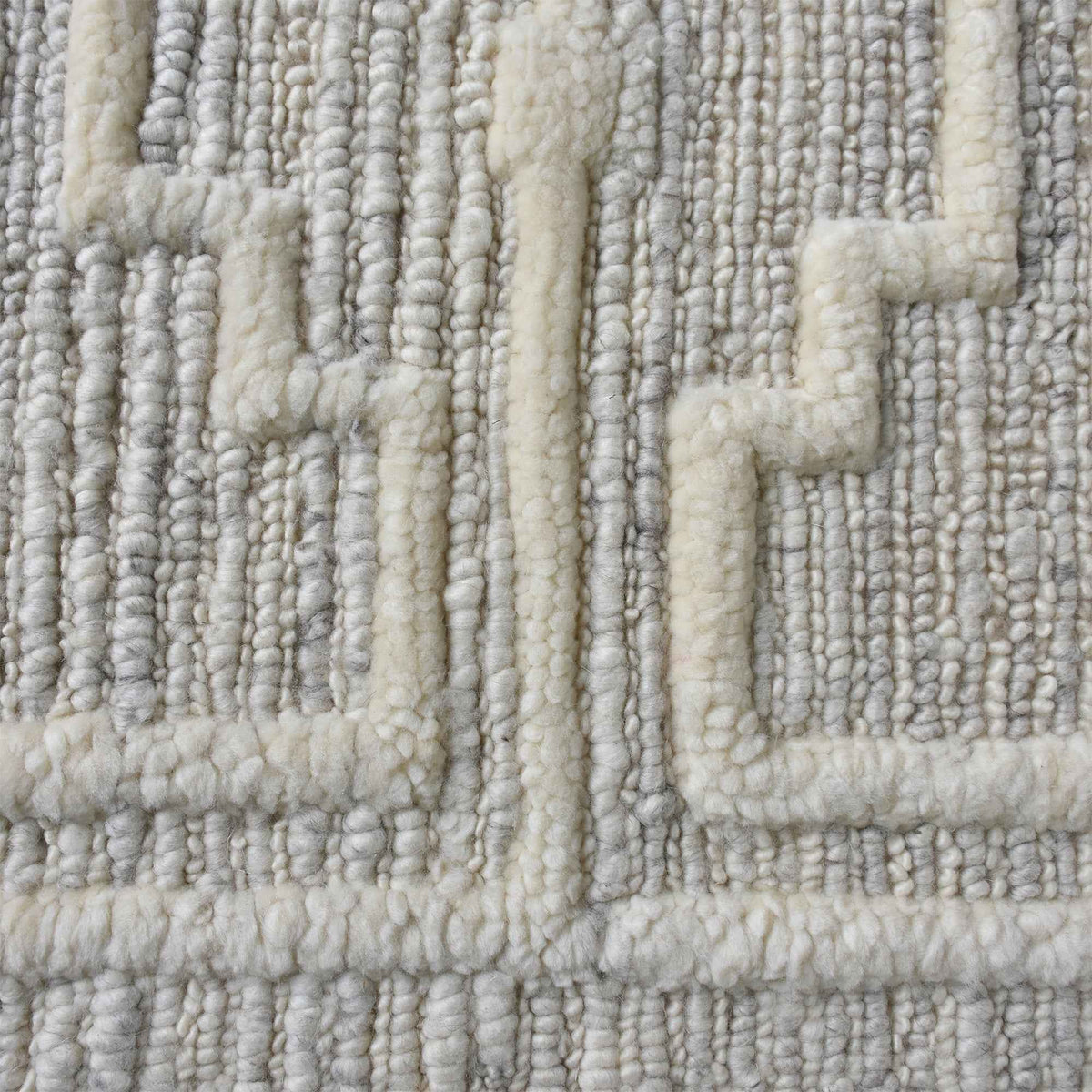 Monolith & Heart Agatha Punja Kelim New Zealand Wool Rug, Natural White & Grey
