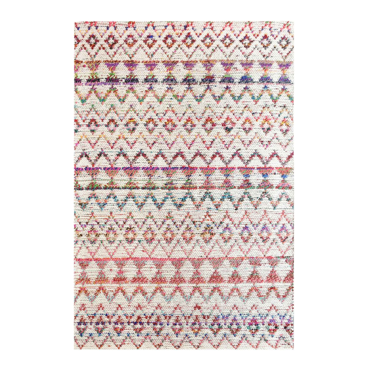 Monolith & Heart Agrican Hand-Woven Wool & Recycled Fabric Rug, Natural White & Multi