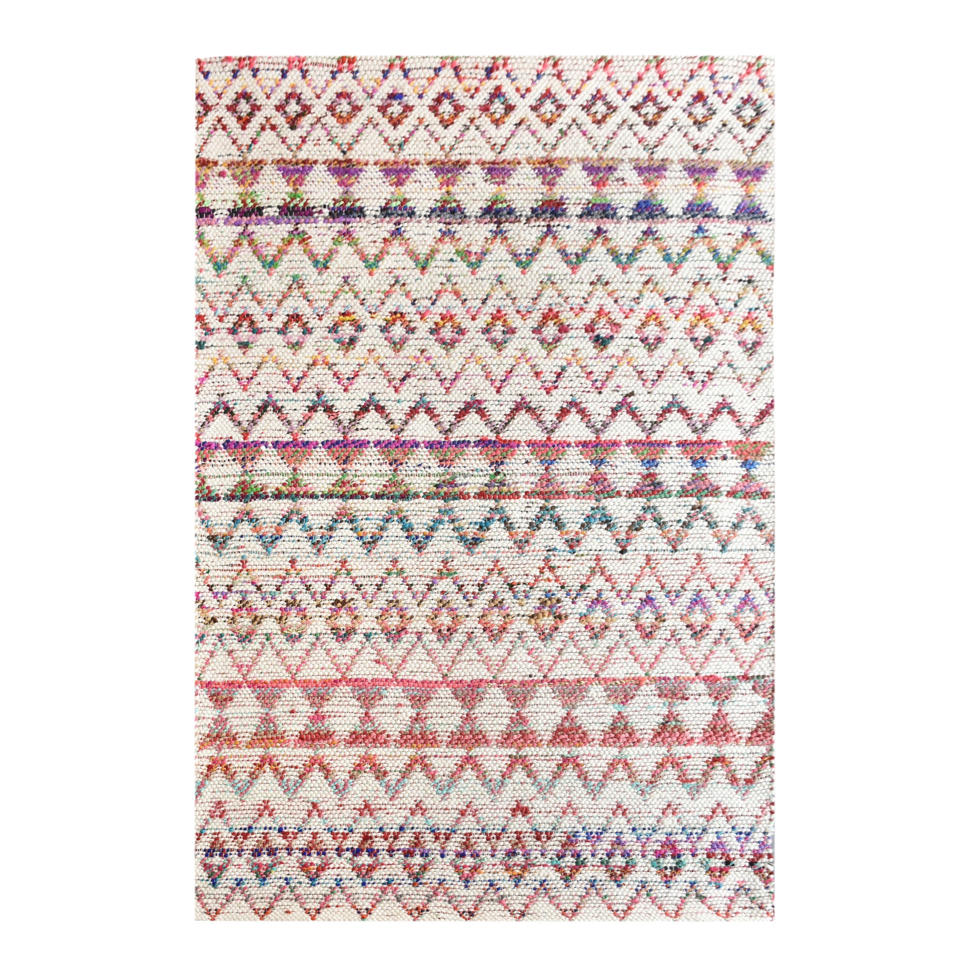 Area Rug, Bedroom Rug, Living Room Rug, Living Area Rug, Indian Rug, Office Carpet, Office Rug, Shop Rug Online, Wool, Recycled Fabric, Natural White, Multi, Pitloom, Flat Weave, geometric