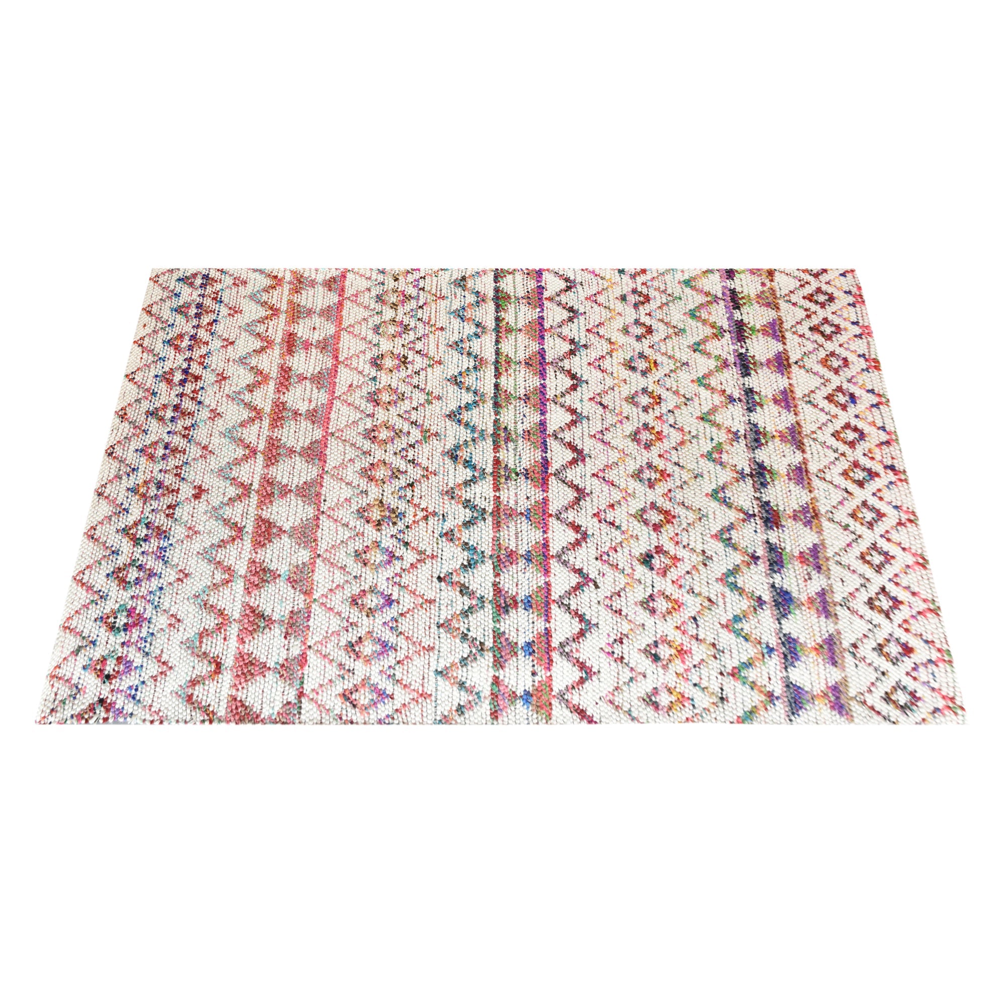 Area Rug, Bedroom Rug, Living Room Rug, Living Area Rug, Indian Rug, Office Carpet, Office Rug, Shop Rug Online, Wool, Recycled Fabric, Natural White, Multi, Pitloom, Flat Weave, geometric