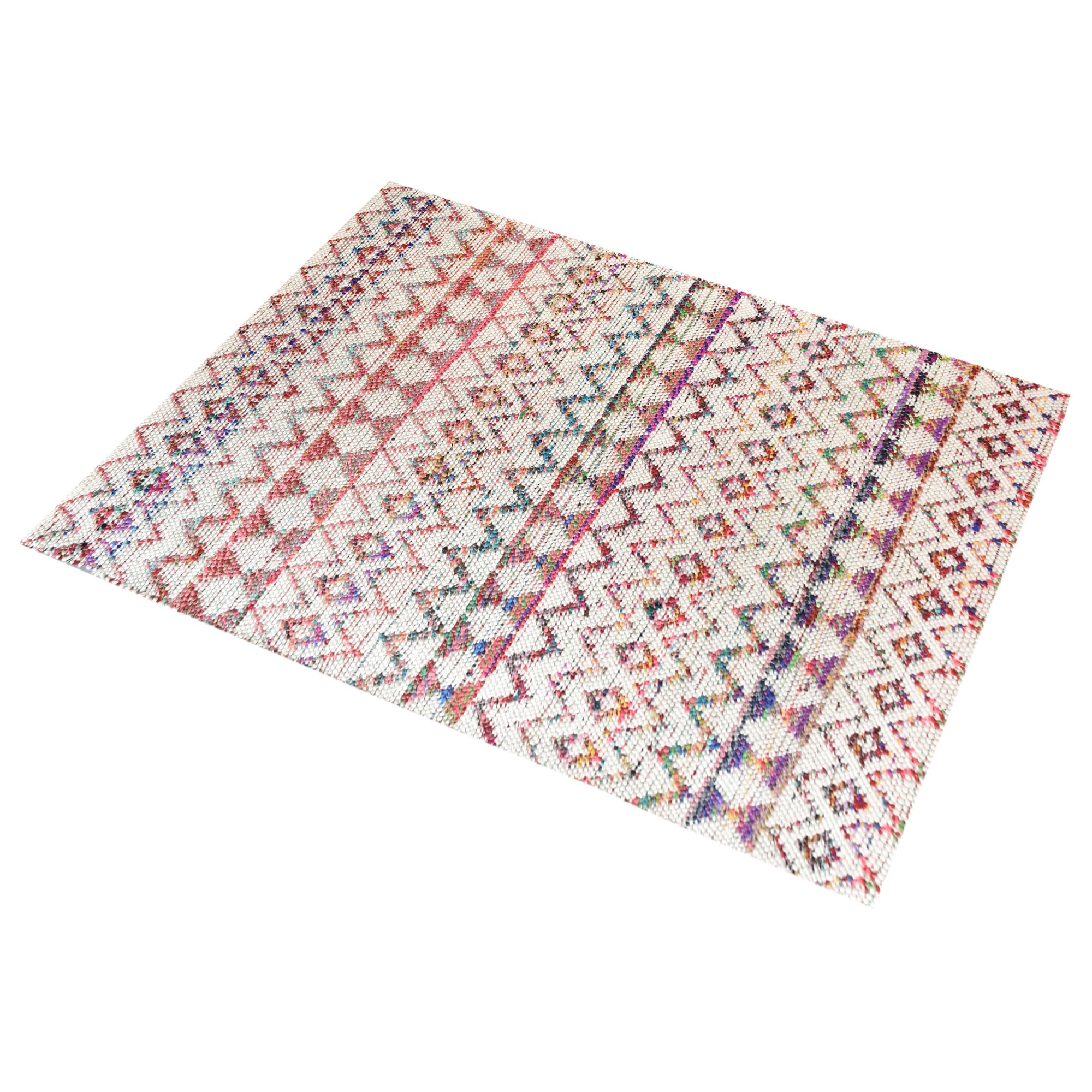 Area Rug, Bedroom Rug, Living Room Rug, Living Area Rug, Indian Rug, Office Carpet, Office Rug, Shop Rug Online, Wool, Recycled Fabric, Natural White, Multi, Pitloom, Flat Weave, geometric