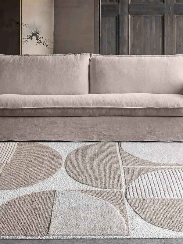 ALDINE RUG - IVORY/BEIGE - HAND WOVEN/OVER TUFTED - WOOL/VISCOSE