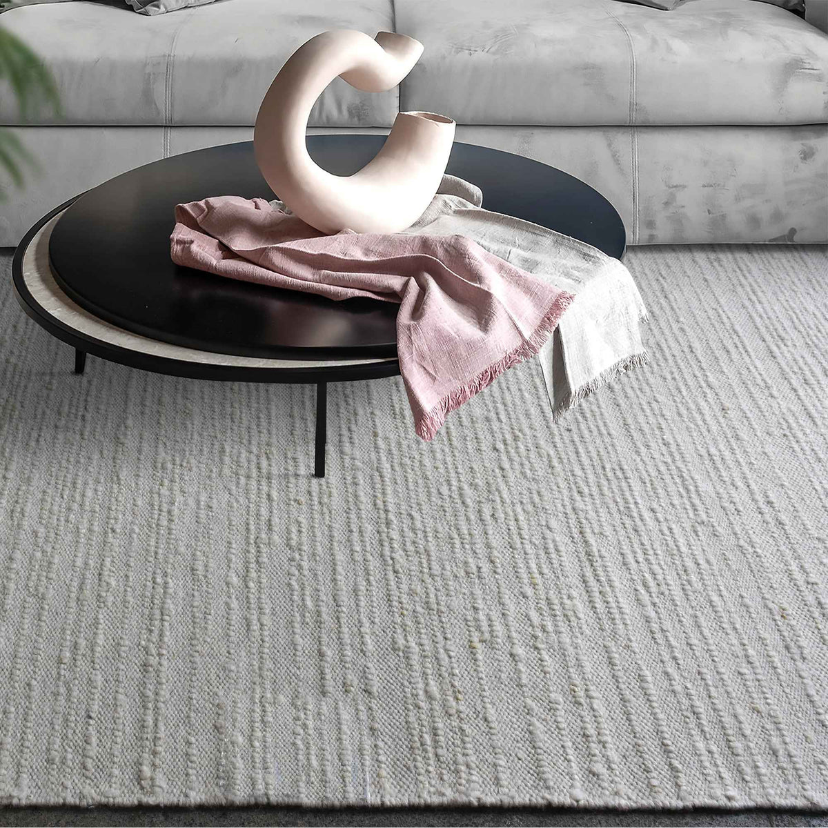 Monolith & Heart Alguno Hand-Woven New Zealand Wool Rug, Natural White