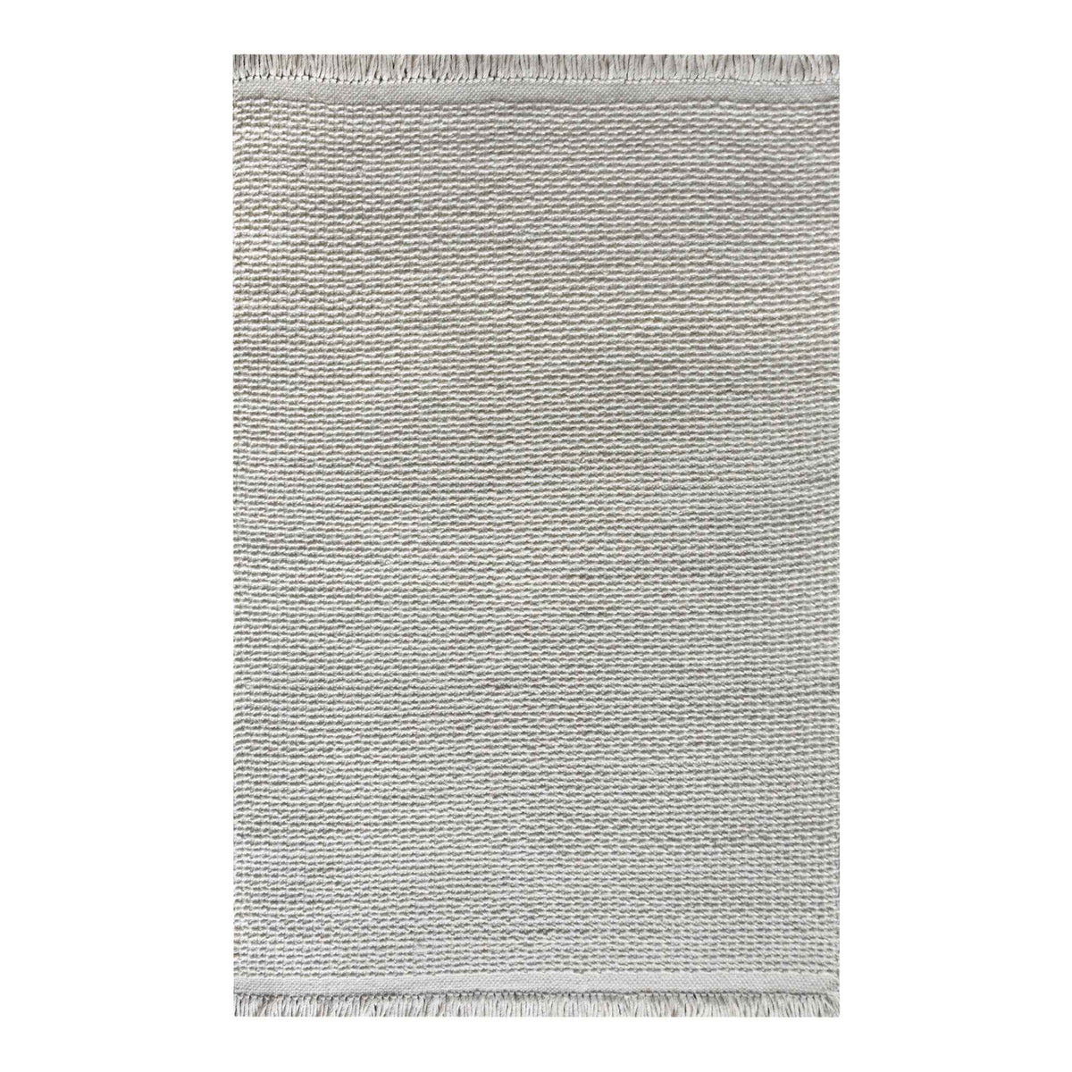 Monolith & Heart Aloysia Wool Rug, Hand-Woven, Natural White, Medium Pile