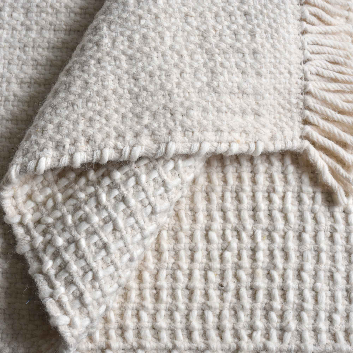 Monolith & Heart Aloysia Wool Rug, Hand-Woven, Natural White, Medium Pile