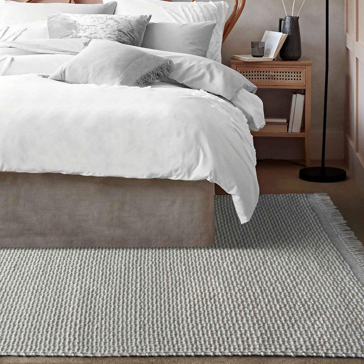 Monolith & Heart Aloysia Wool Rug, Hand-Woven, Natural White, Medium Pile