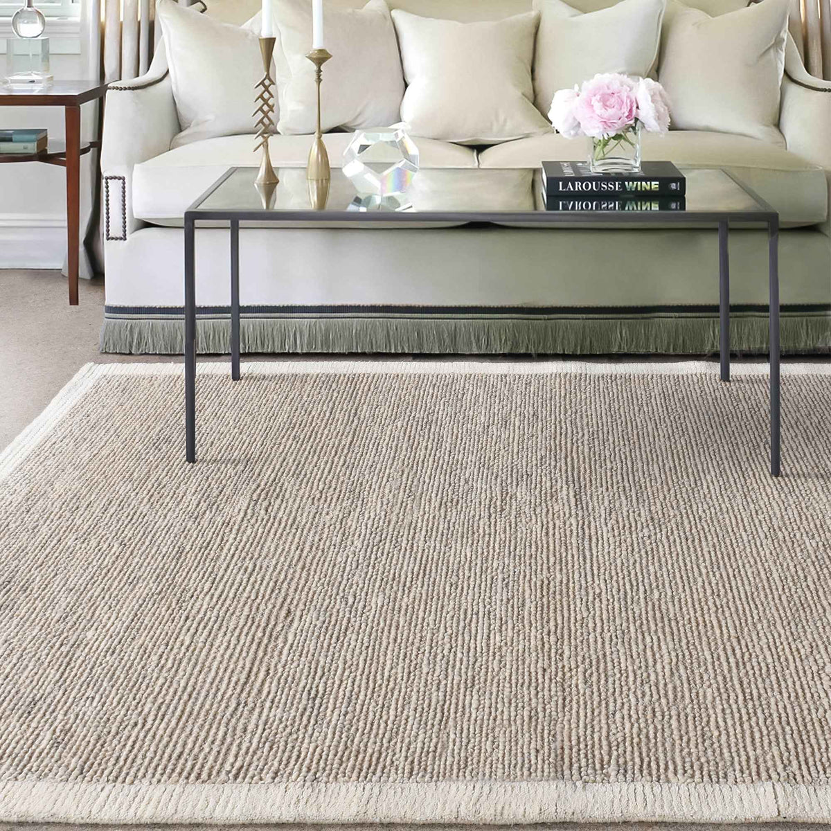 Monolith & Heart Amal Punja Kelim New Zealand Wool Rug, Natural White
