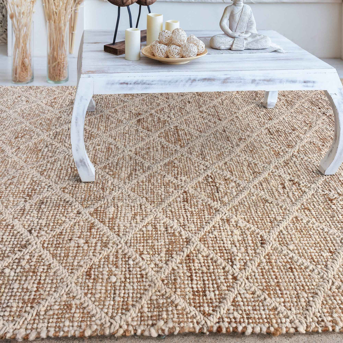 Monolith & Heart Ambler Punja Kelim Jute & Wool Rug, Natural