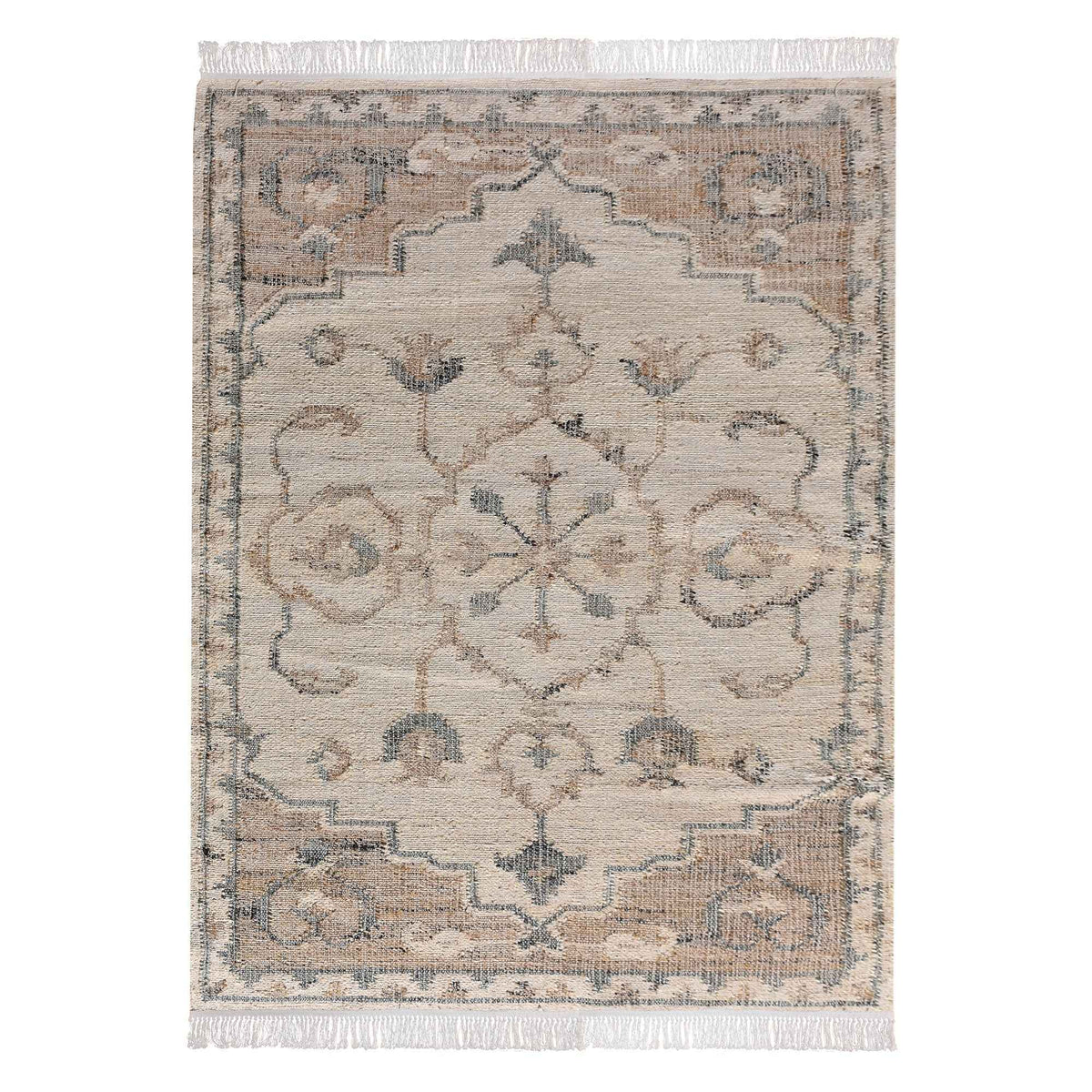 Monolith & Heart Amroha Punja Hand-Woven Hemp & Wool Rug, Natural & Sage