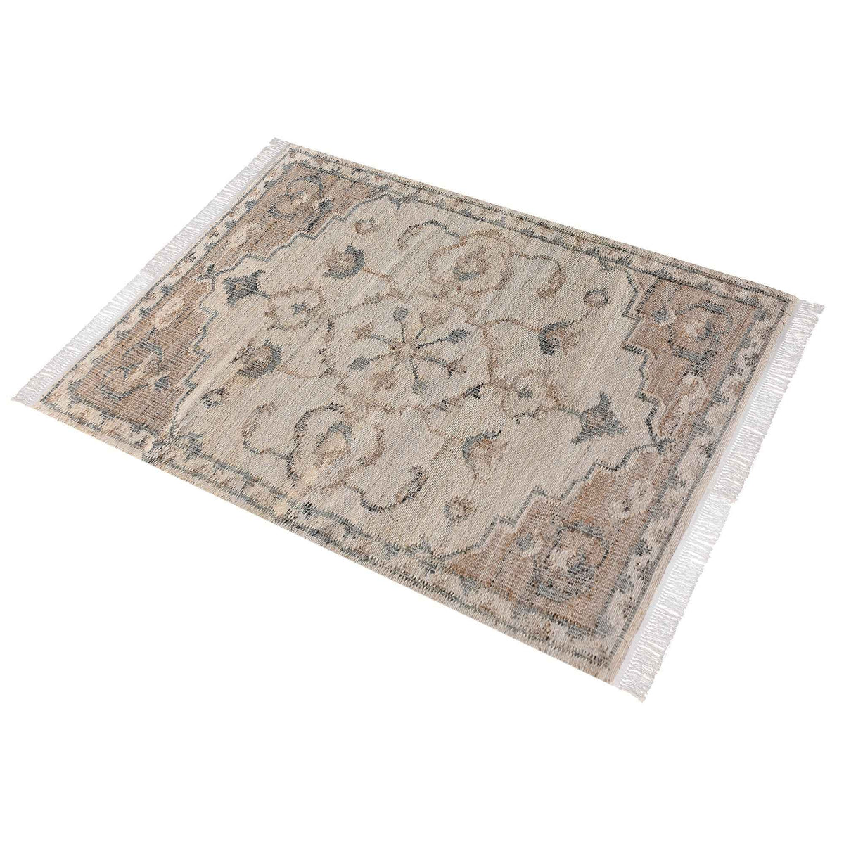 Monolith & Heart Amroha Punja Hand-Woven Hemp & Wool Rug, Natural & Sage