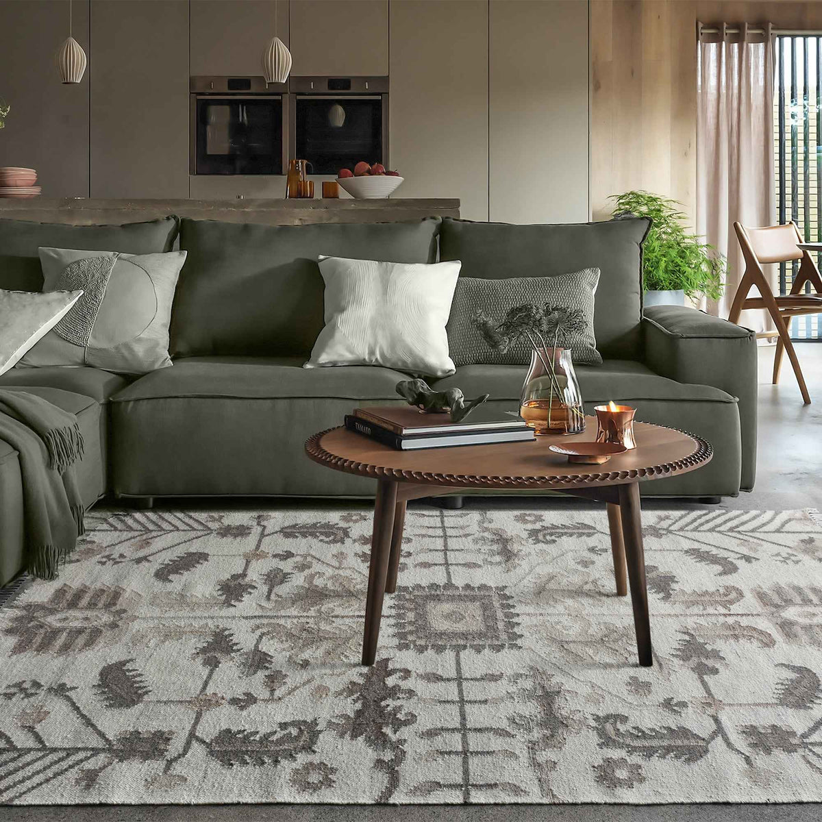Monolith & Heart Andora Punja Kelim Wool Rug, Natural