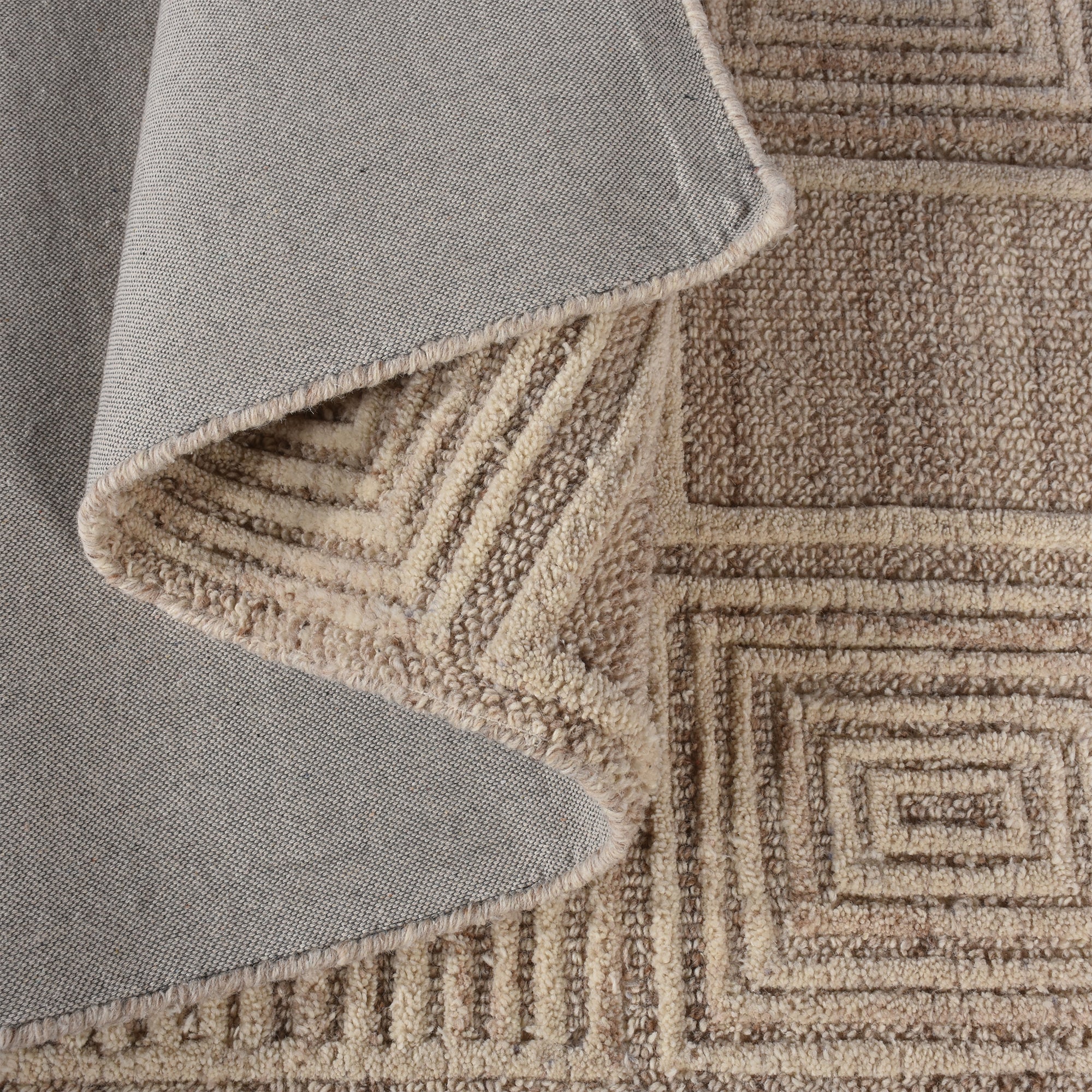 Area Rug, Bedroom Rug, Living Room Rug, Living Area Rug, Indian Rug, Office Carpet, Office Rug, Shop Rug Online, Wool, Natural White, Beige, Hand woven, Cut And Loop, geometric