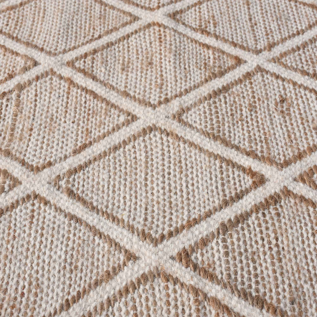Monolith & Heart Aterno Hand-Carved Flatweave Jute & Wool Rug, Natural & Ivory