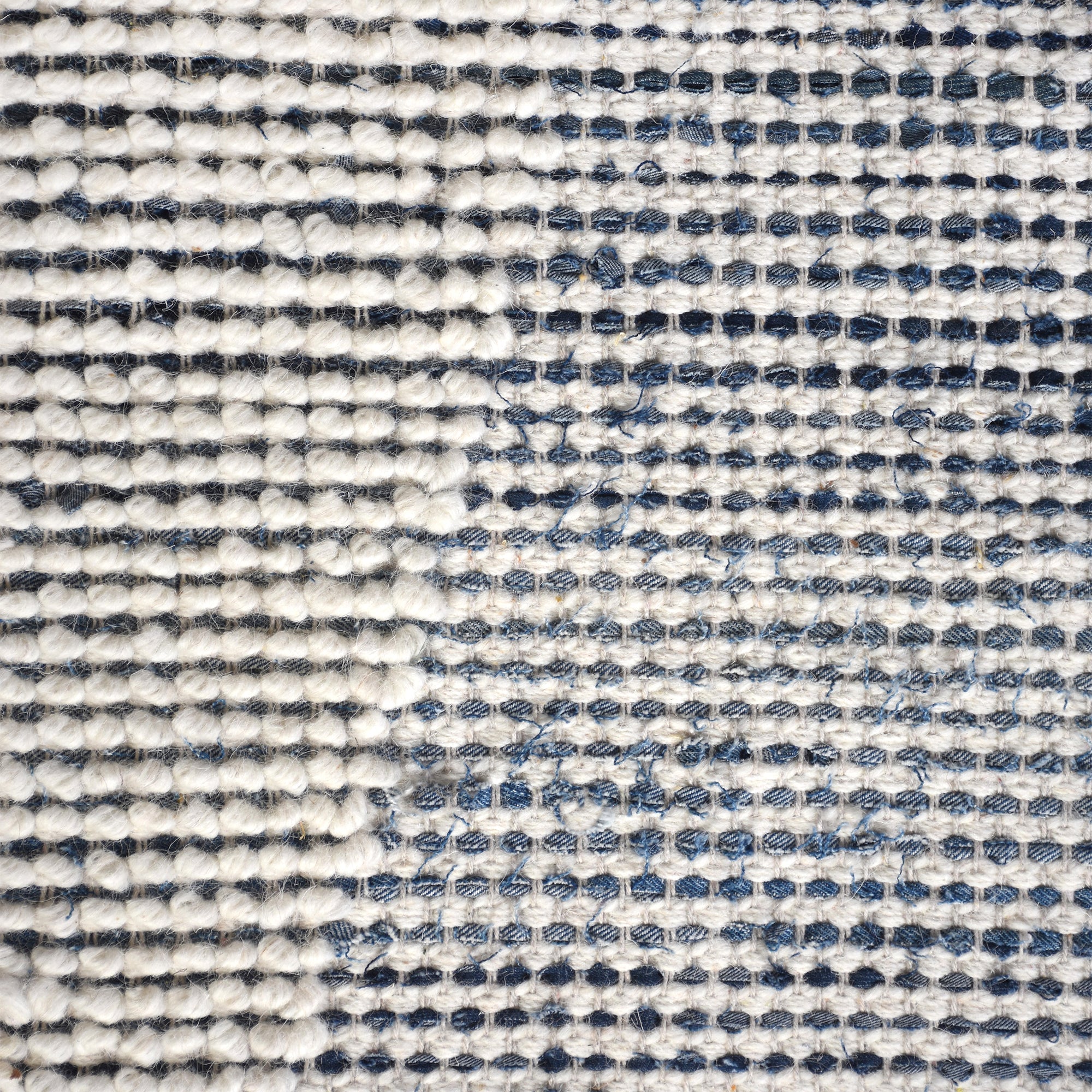 BANKSIA RUG - IVORY/BLUE - HAND WOVEN - COTTON DENIM/WOOL