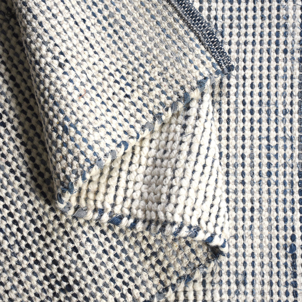 BANKSIA RUG - IVORY/BLUE - HAND WOVEN - COTTON DENIM/WOOL