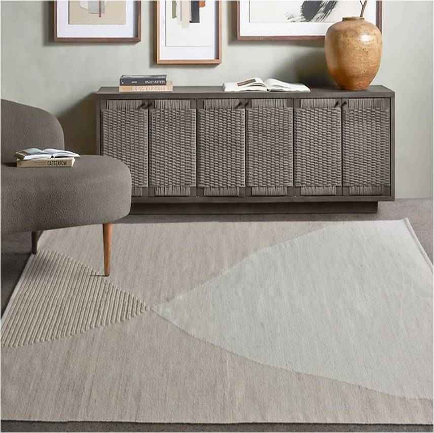 Monolith & Heart Baoule Hand-Woven Wool Rug, Ivory