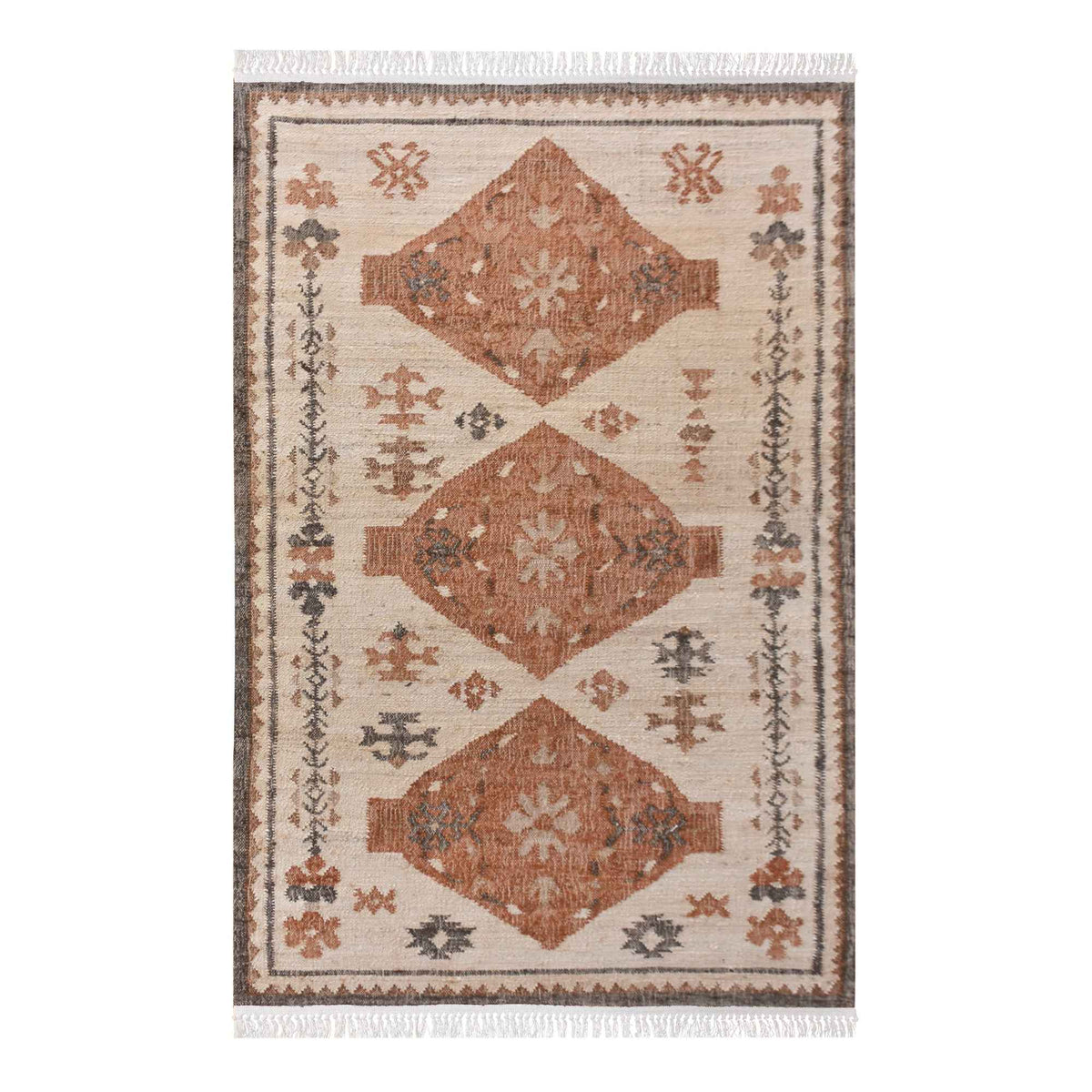 Monolith & Heart Barroso Punja Kelim Jute Rug, Natural White & Multi