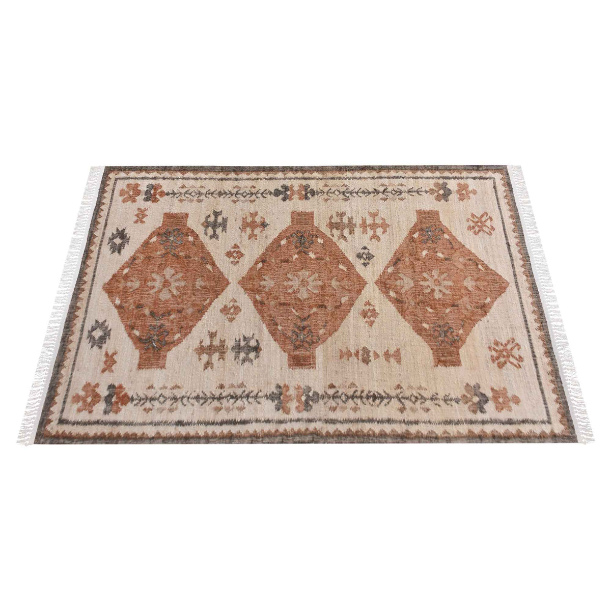 Monolith & Heart Barroso Punja Kelim Jute Rug, Natural White & Multi