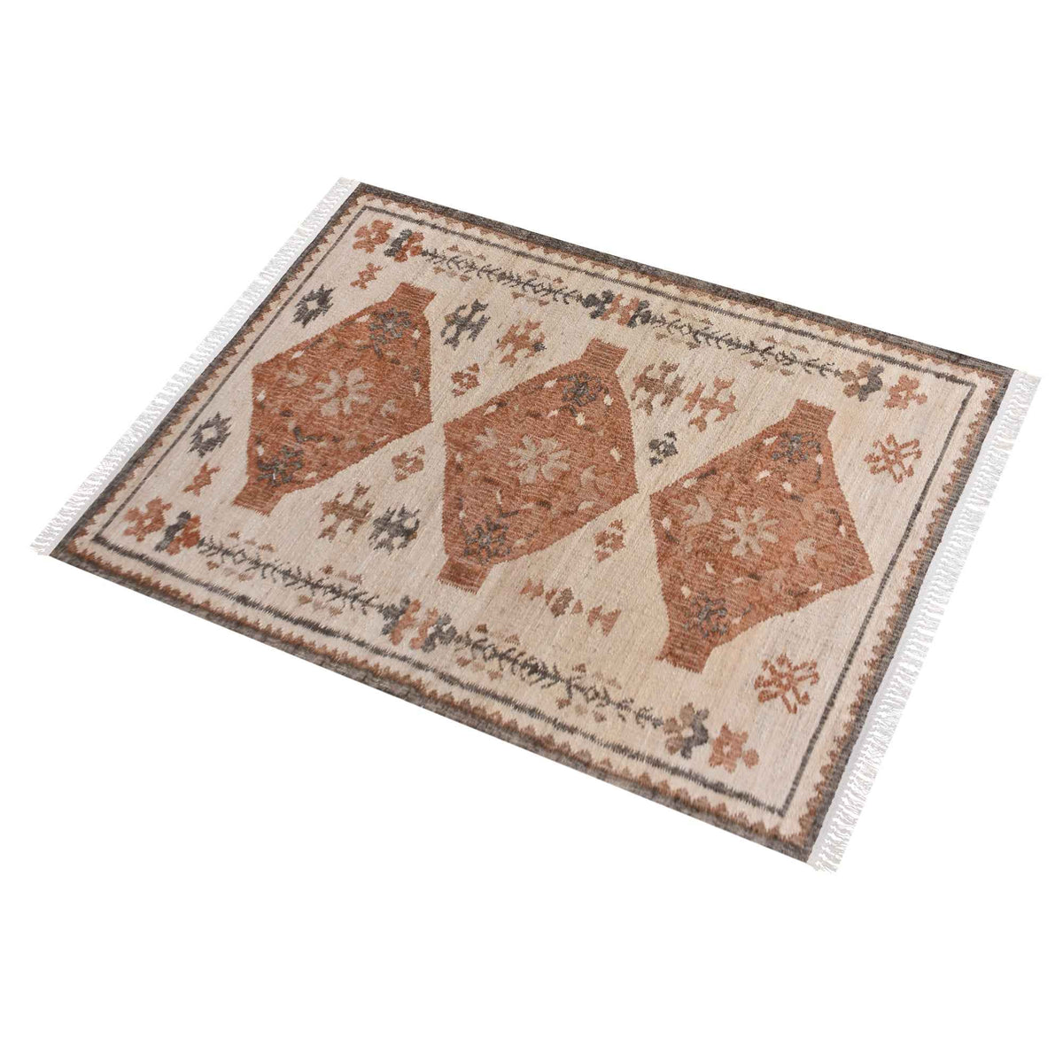 Monolith & Heart Barroso Punja Kelim Jute Rug, Natural White & Multi