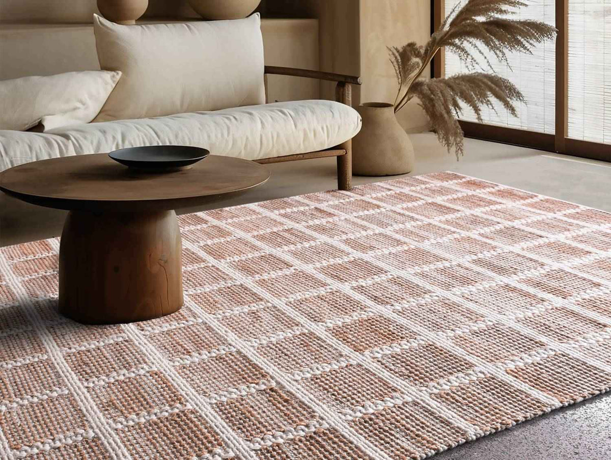 BAUGUR - NATURAL/IVORY - HAND WOVEN - WOOL + JUTE
