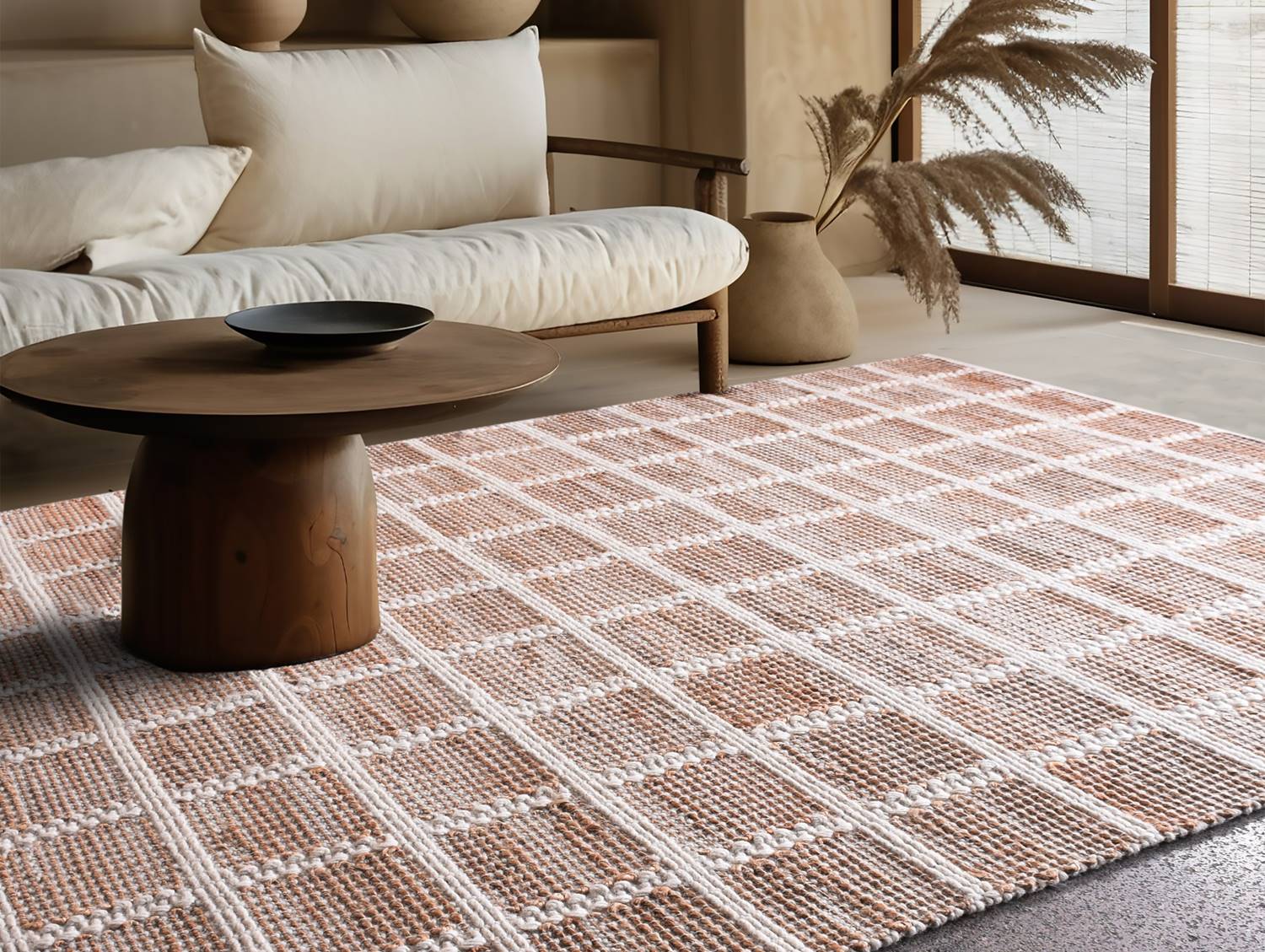 BAUGUR - NATURAL/IVORY - HAND WOVEN - WOOL + JUTE