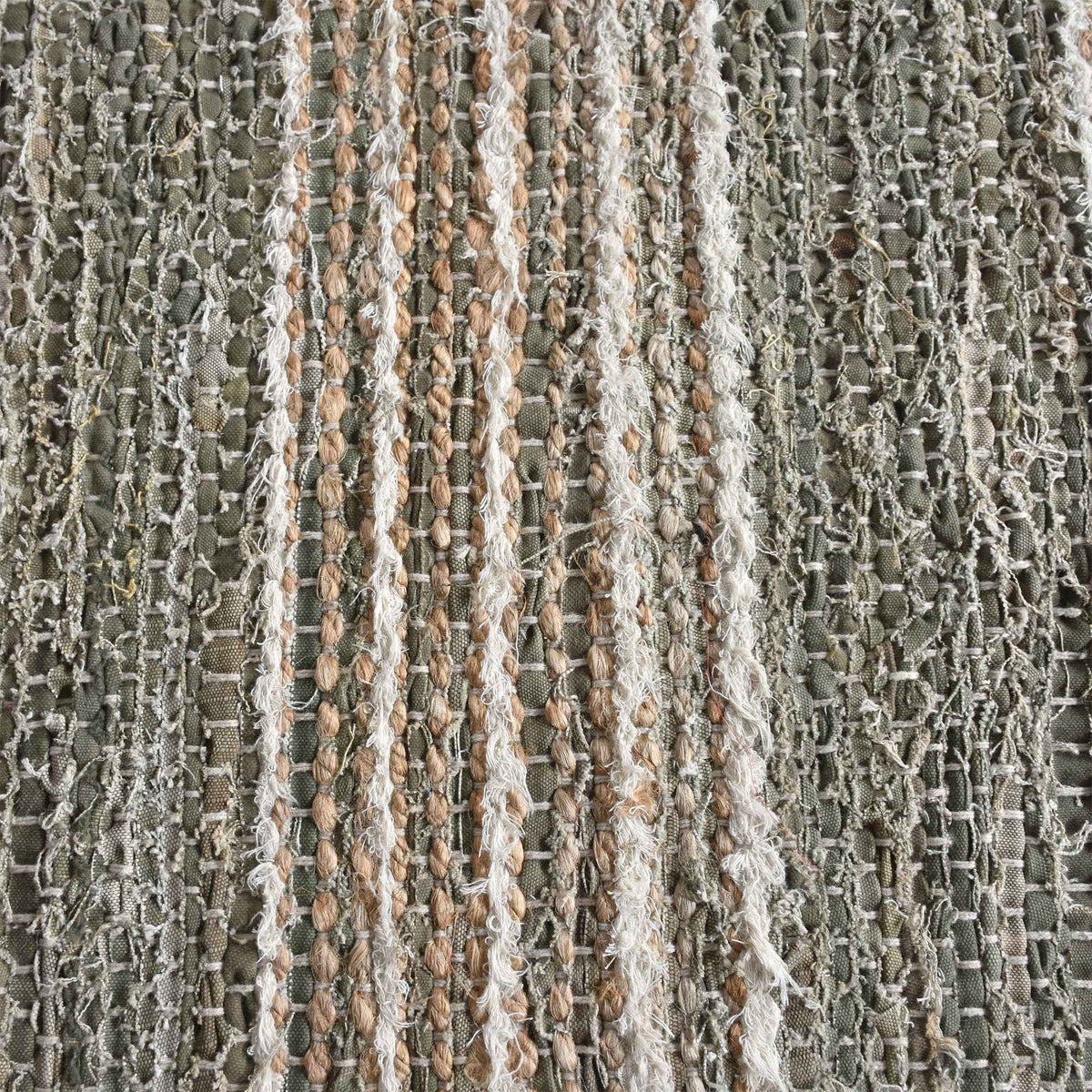 Monolith & Heart Bento Hand-Woven Recycled Denim & Cotton Salvage Rug, Natural & Beige