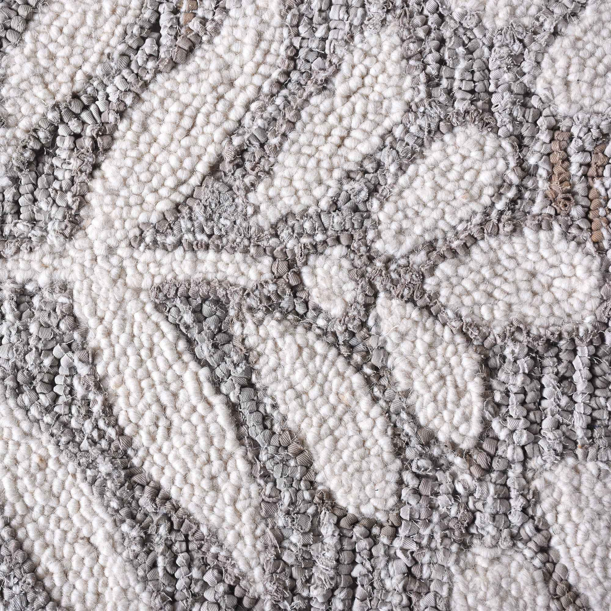 Monolith & Heart Besar-II Hand-Tufted Recycled Denim & Wool Rug, Beige & White
