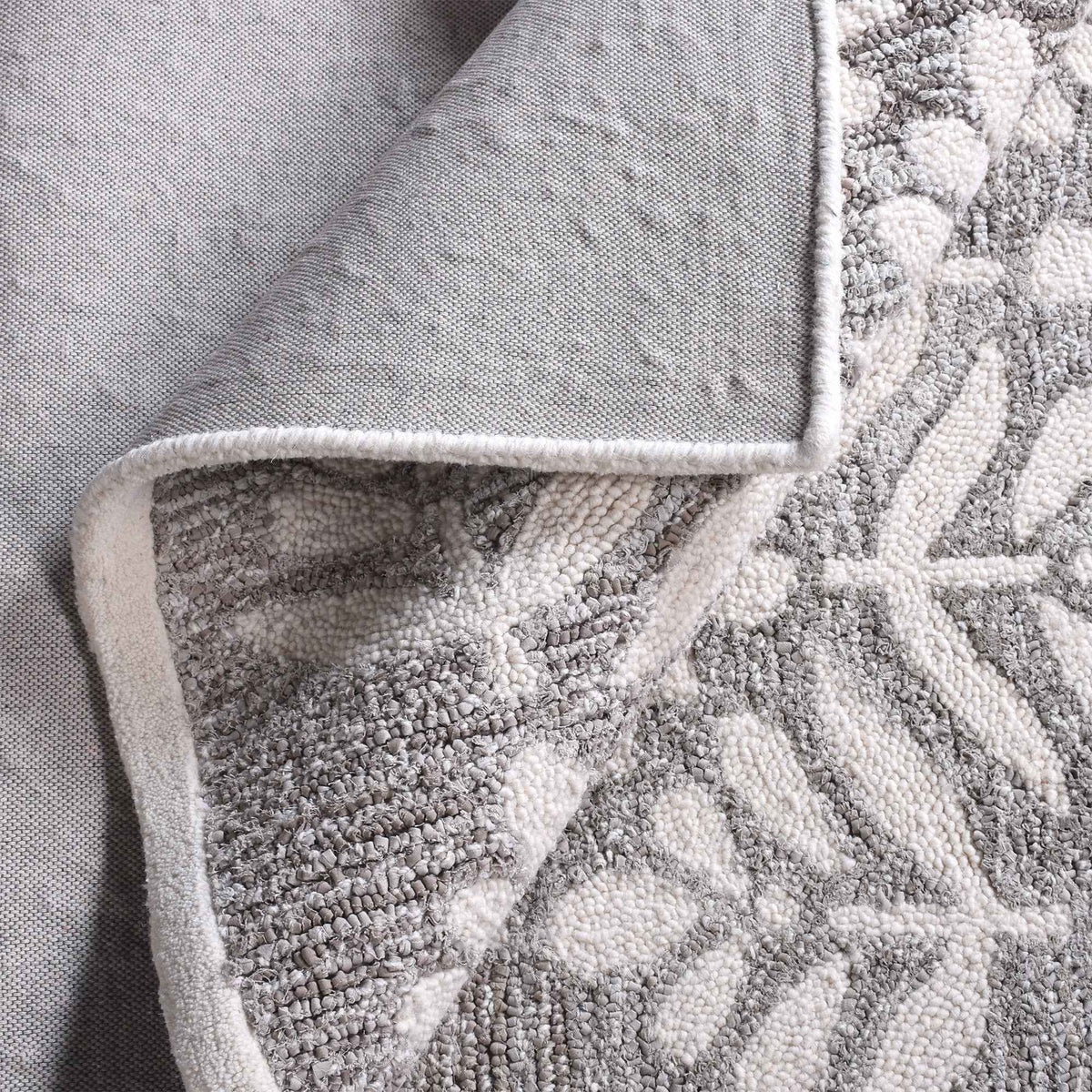 Monolith & Heart Besar-II Hand-Tufted Recycled Denim & Wool Rug, Beige & White