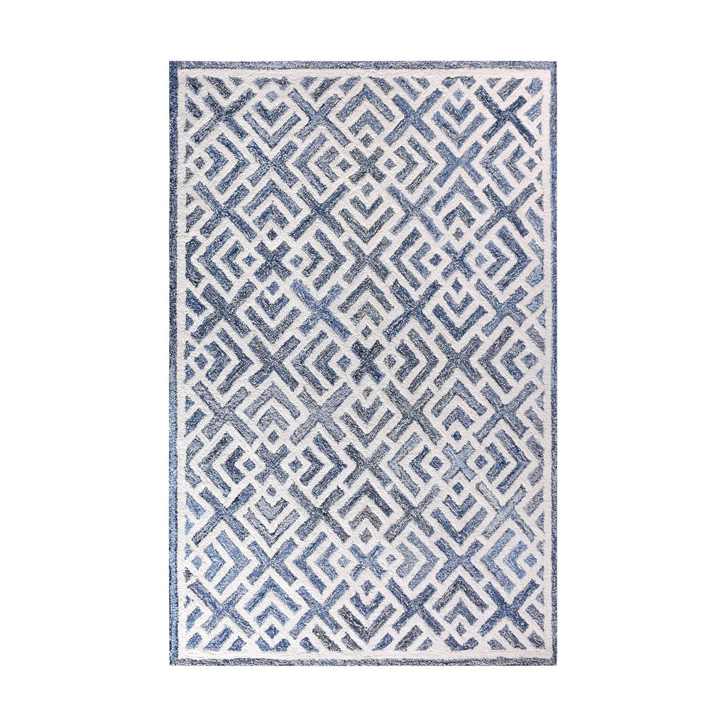 BOESMAN-III RUG - BLUE/IVORY - HAND TUFTED - COTTON DENIM/WOOL