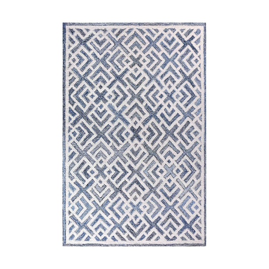 BOESMAN-III RUG - BLUE/IVORY - HAND TUFTED - COTTON DENIM/WOOL