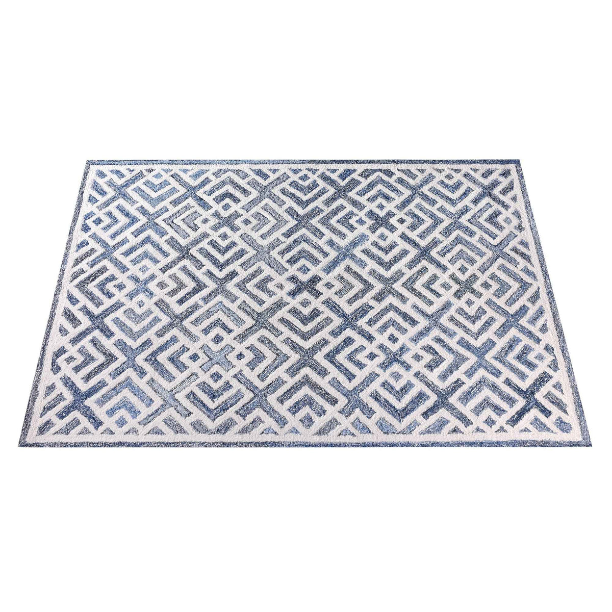 Monolith & Heart Boesman-III Hand-Tufted Recycled Denim & Wool Rug, Blue